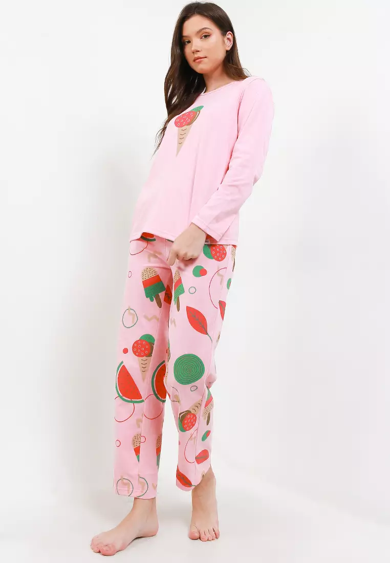 Pyjama Baju Tidur Long Sleeve Long Pants Sleepwear