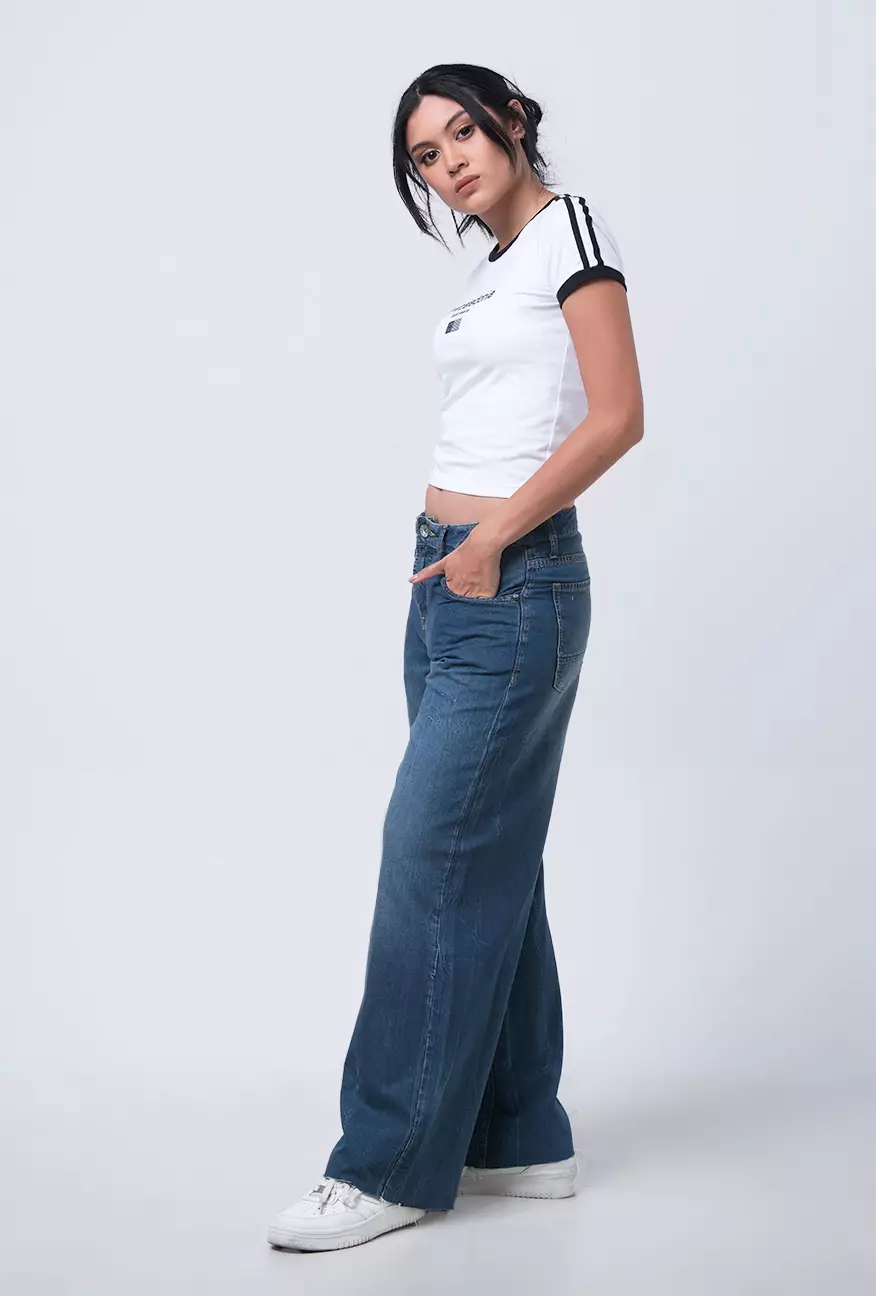 Celana Jeans Loose Fit Camilla Medium Blue