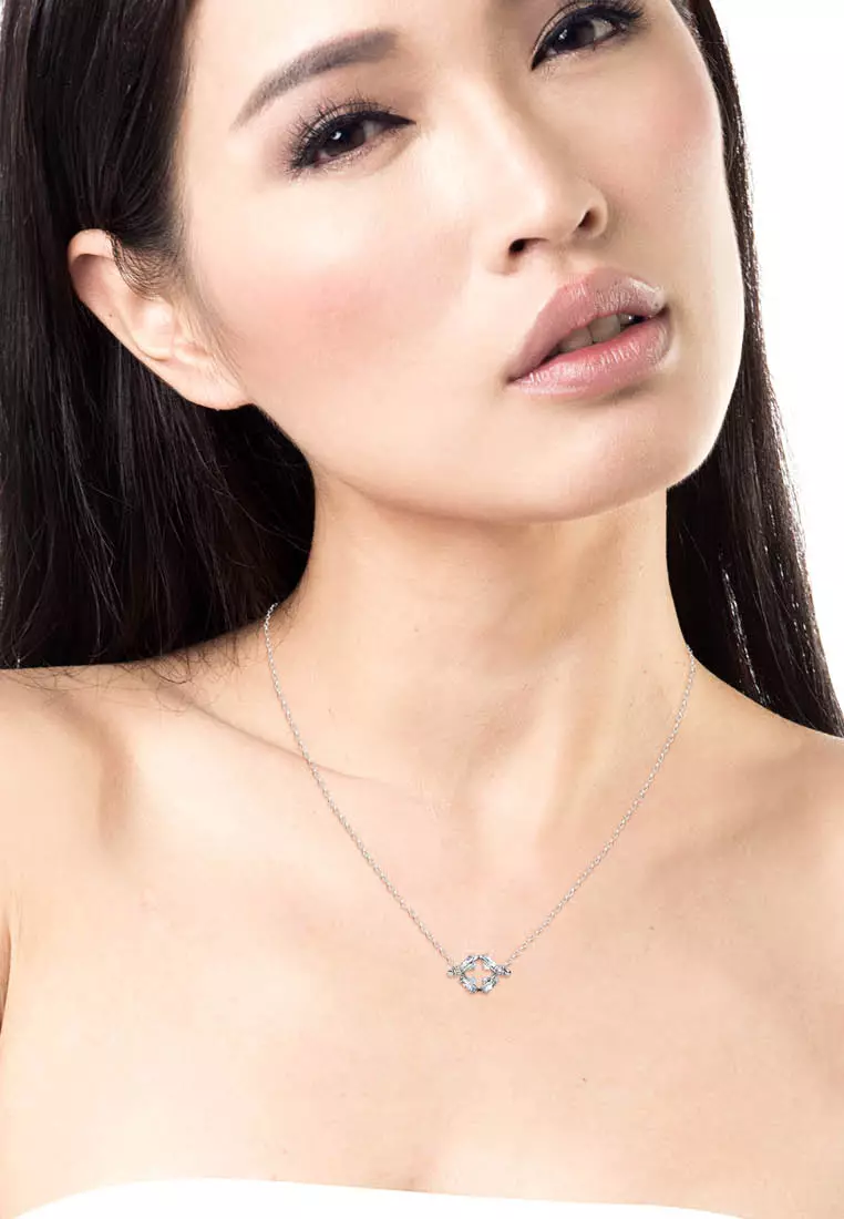 Dia Cross Pendant WG - Kalung Crystal Swarovski by Her Jewellery