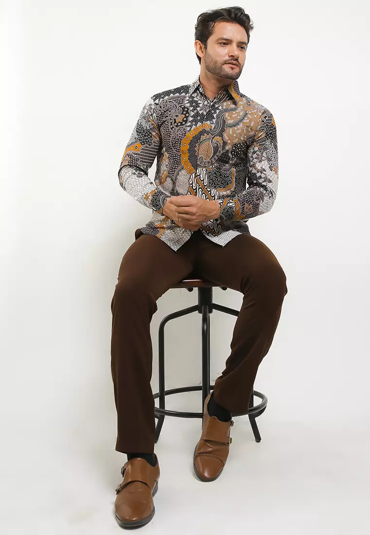 Mahendra Kemeja Batik Premium Pria Casual Modern Lengan Panjang
