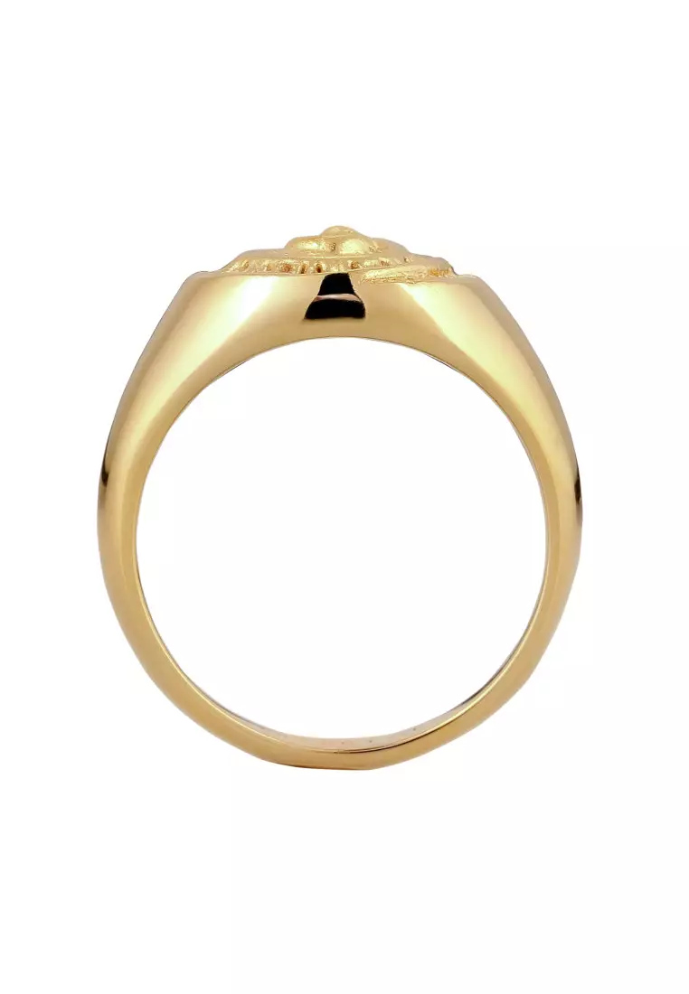 EXCLUSIVE Cincin Perhiasan Perak 925 Pria Signet Gold Plated