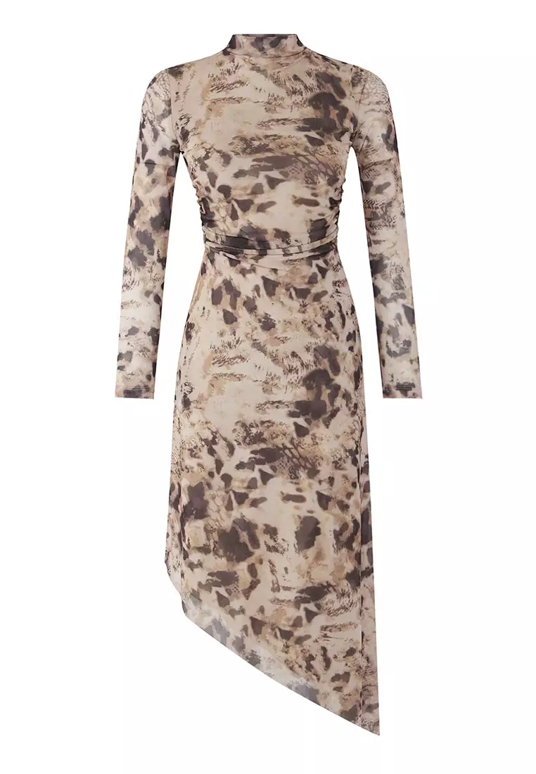 Multicolored Leopard Printed Fitted Tulle Evening Prom Dress TPRSS25EL00036