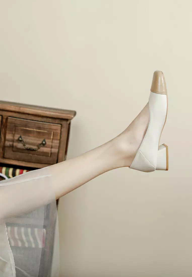 3CM Color Matching Leather Pumps TE52061-6