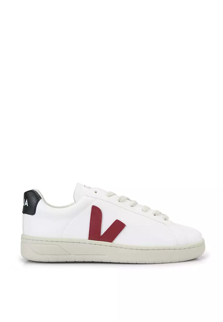 White sneakers with cheap v on the side