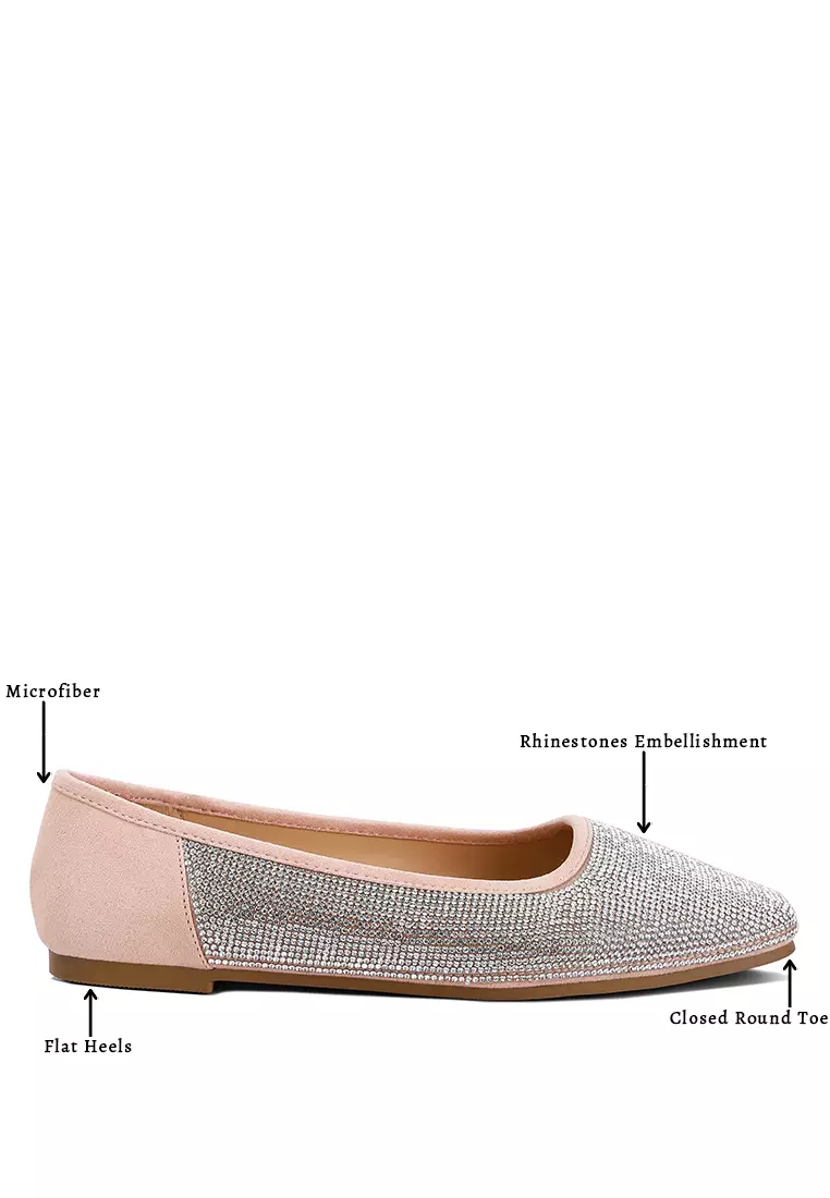 Light Pink Shimmering Rhinestone Ballerinas
