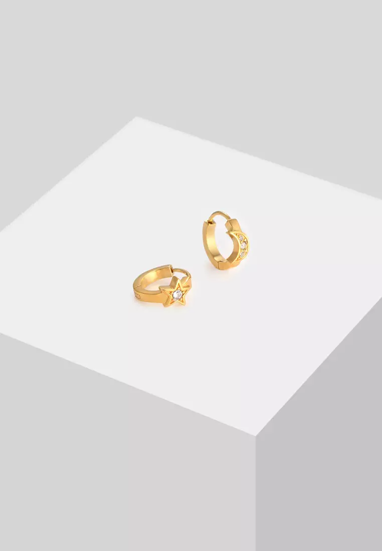 Earrings Stars Moon Crystals