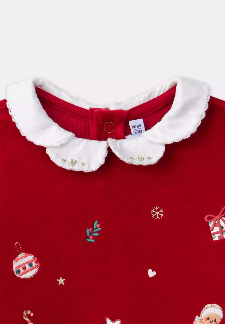 Red Velvet Romper with Santa Hat