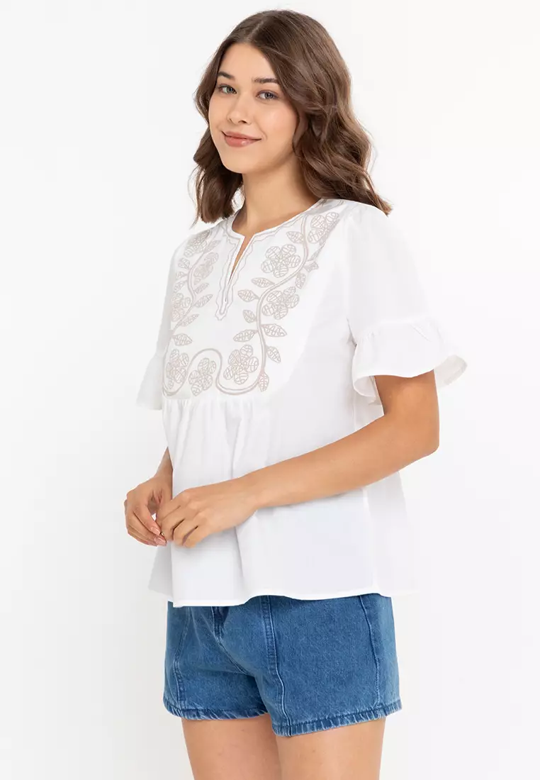 Coralyn Printed Bib Filipiniana Blouse