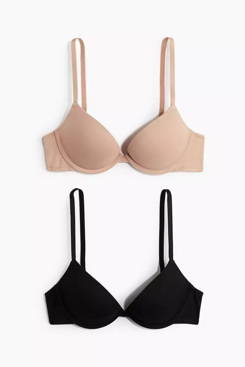Buy H&M 2-pack cotton super push-up bras 2024 Online