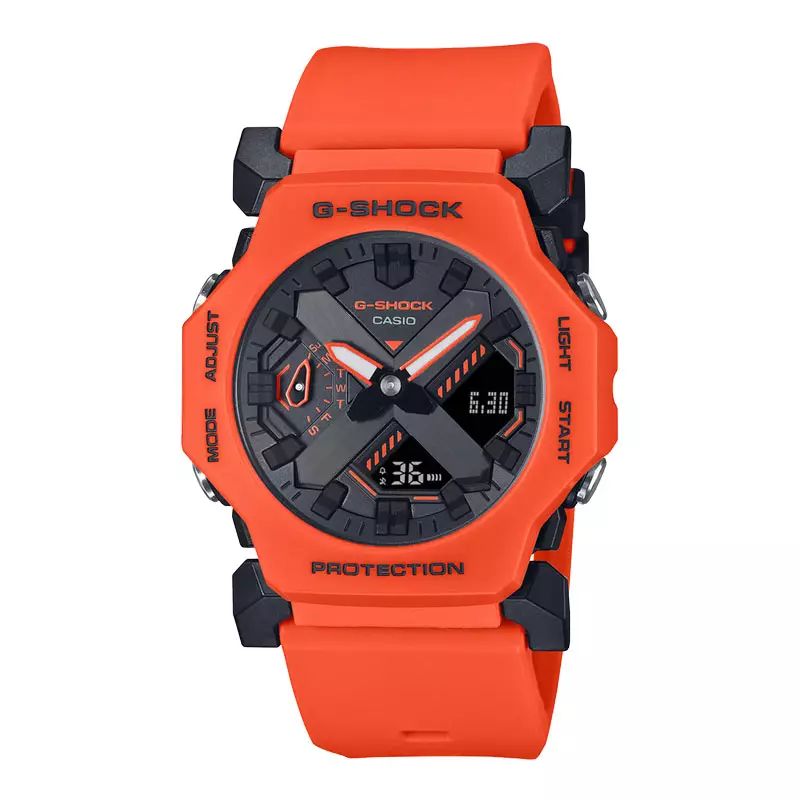 Jam Tangan Pria Casio G-Shock GA-2300FL-4AJF Function Logo Series Emergency  Orange Resin Band (JDM)