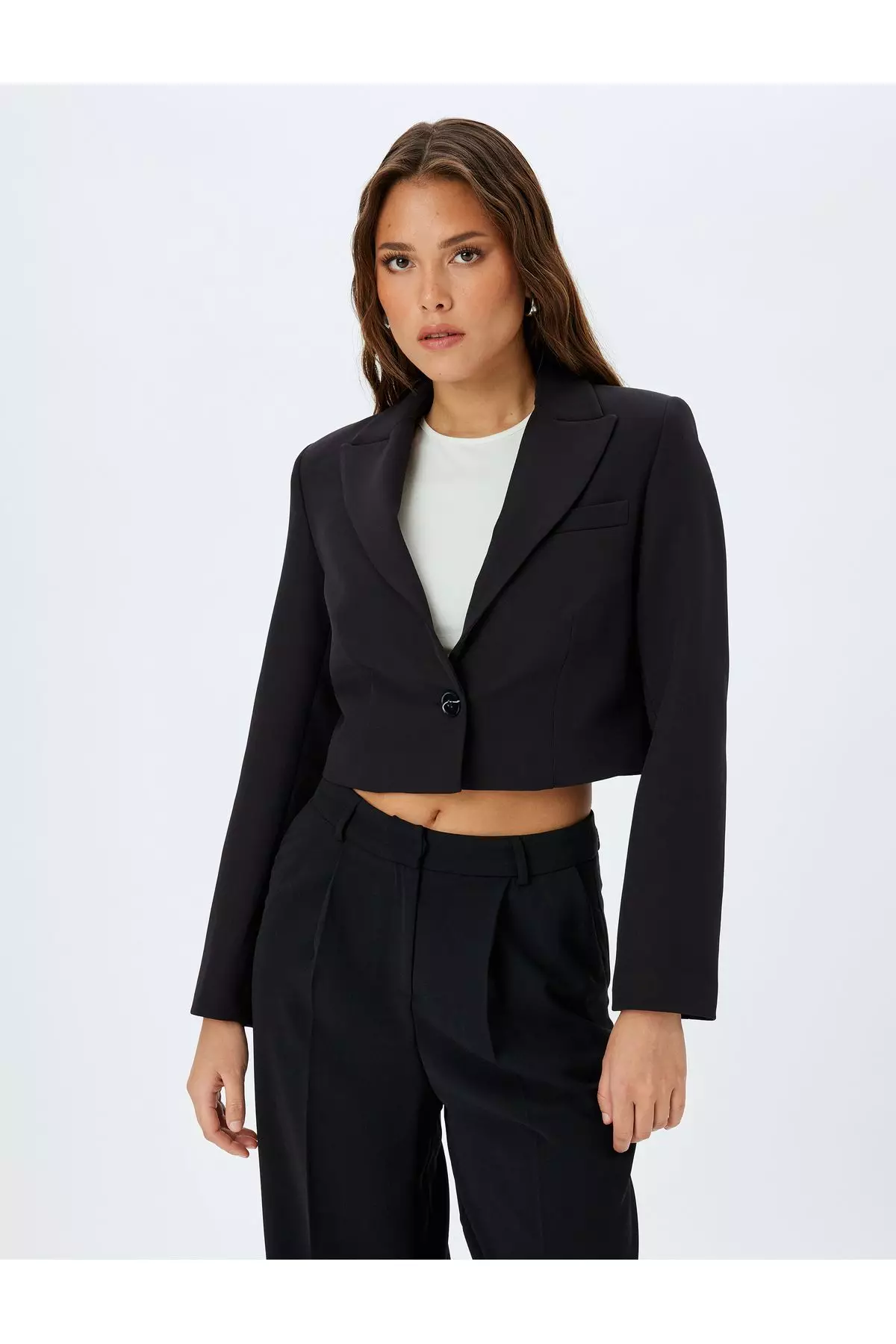 Double Breasted Collar Crop Blazer Jacket
