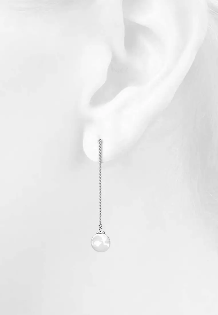 Katarina Pearl Drop Earrings Embellished with SWAROVSKI® Crystal Pearls-White Gold/Pearl
