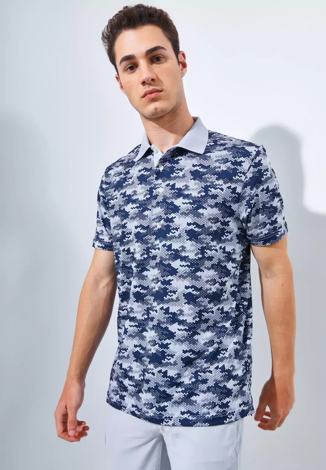 Jack Nicklaus Balboa Premium Mix Print Polo Silver Coast