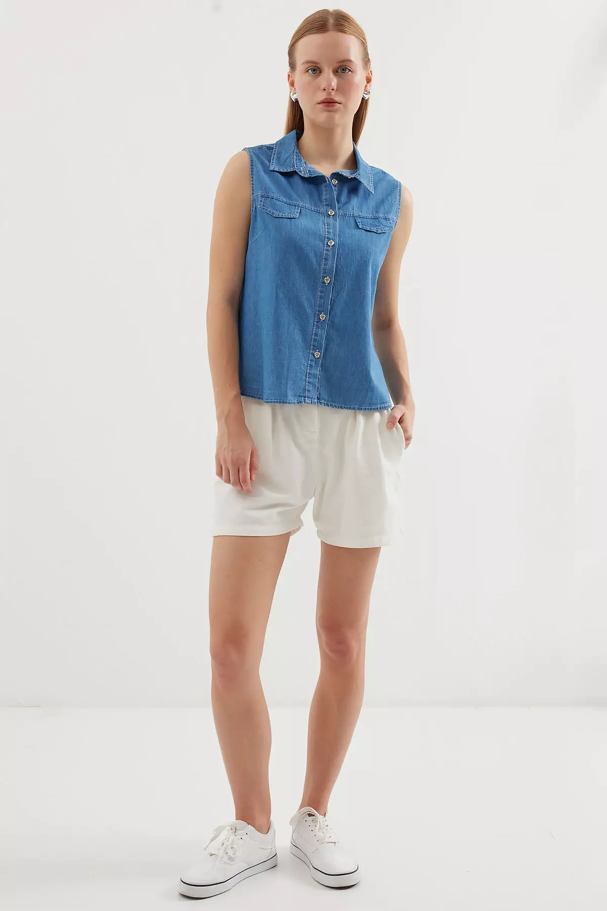 Sleeveless Denim Shirt