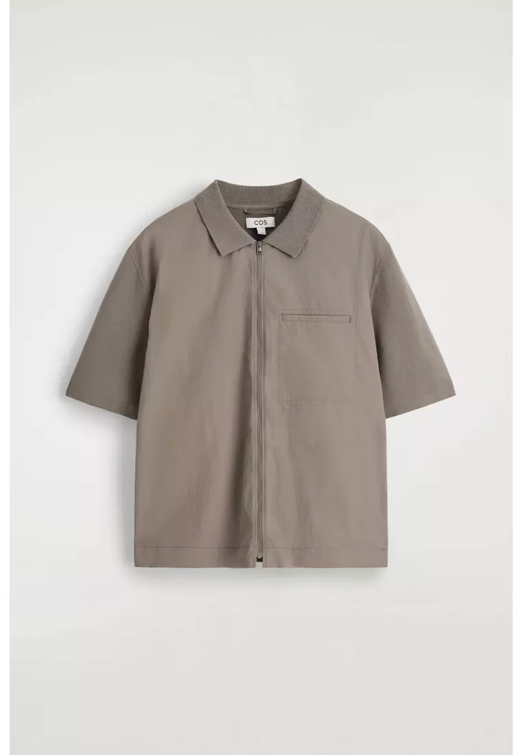 NYLON-PANELLED KNITTED SHIRT