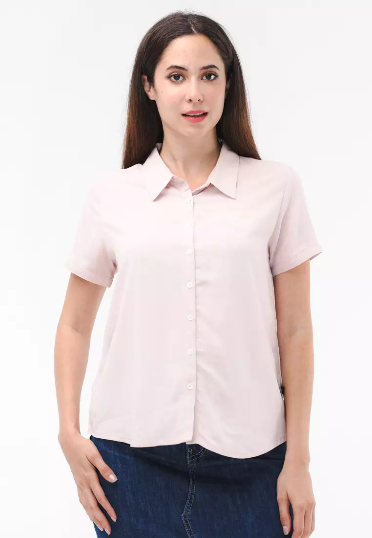 Woven Plain Soft Linen Short Sleeve Blouse