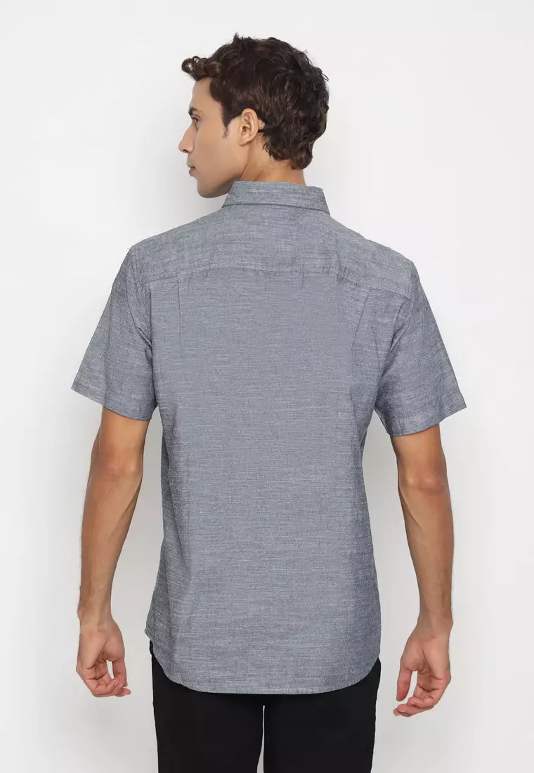 RBJ Kemeja Polos Cotton Navy Regular Fit Pria