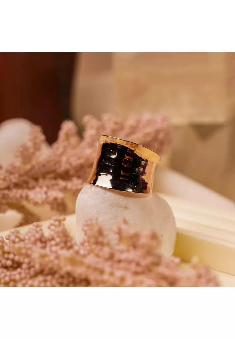 Minimal Hammered Rose Gold Ring with 925 Sterling Silver