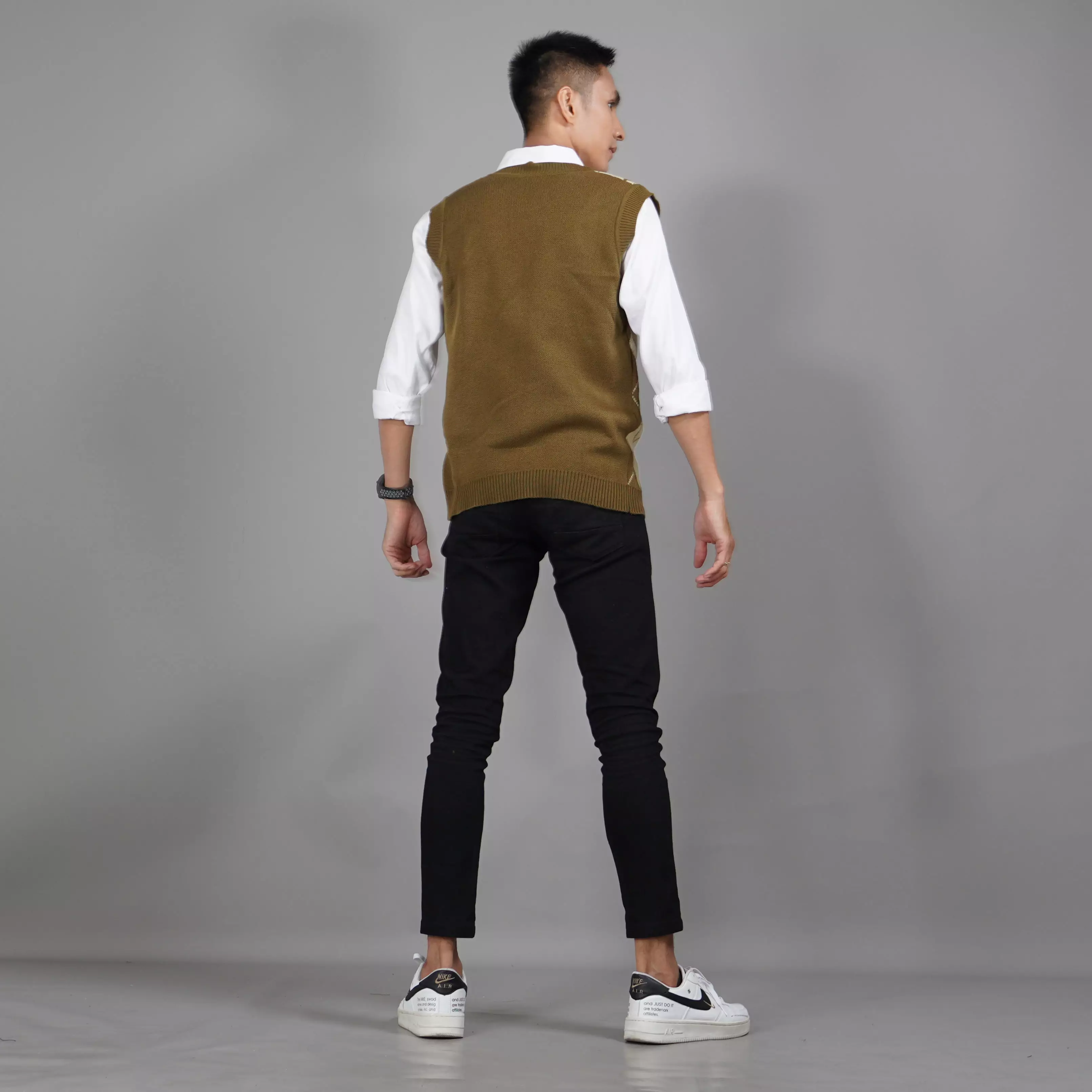  Rompi Rajut Pria Rompi Seragam Kantor Knit Outer Pria - BRONZE