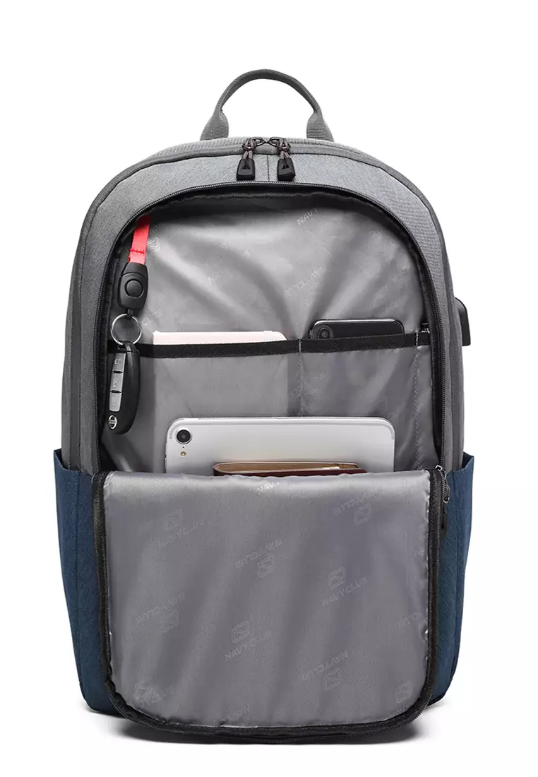 Navy Club Tas Ransel Laptop Tas Pria Tas Wanita Tas Punggung Tas Kerja Sekolah Backpack USB PORT HAG