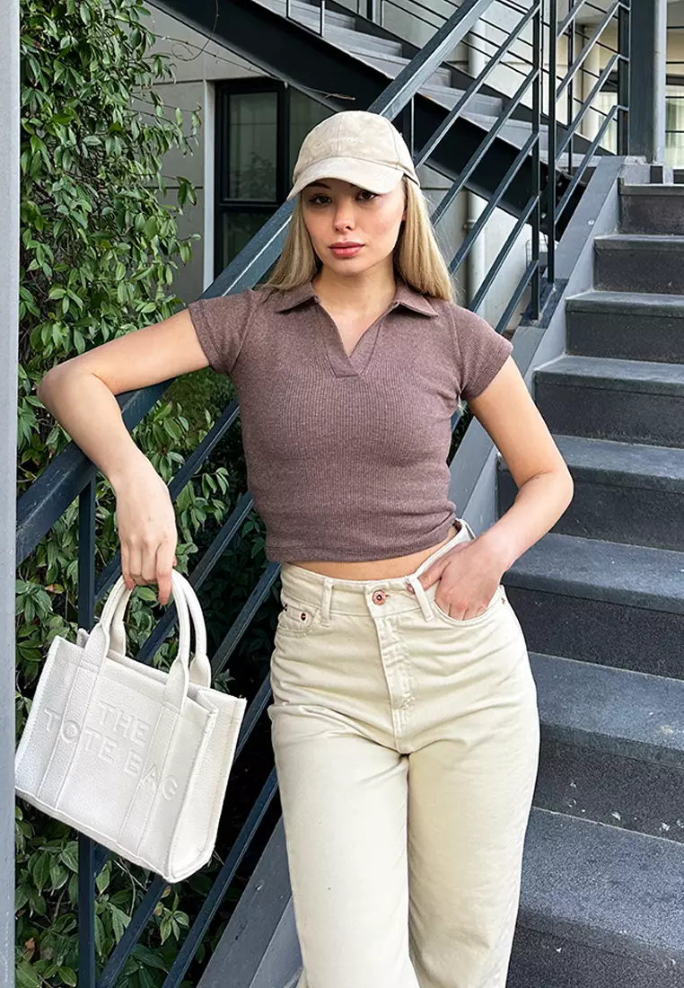 Polo Neck Crop Top