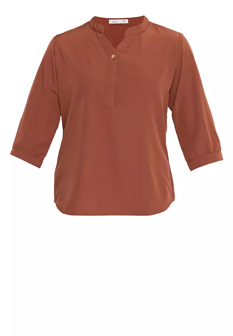 Lars Mandarin Collar 3/4 Sleeve Top