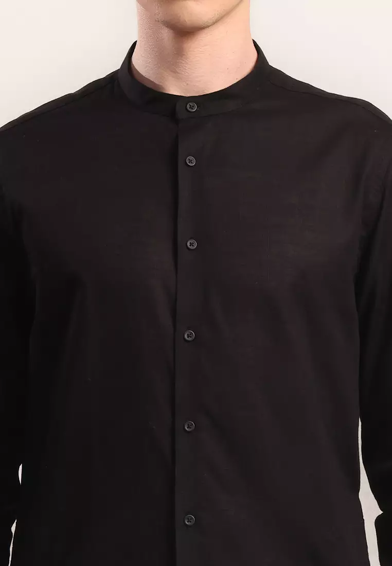 MOC - Kemeja Shanghai Lengan Panjang Pria Farazz - Black