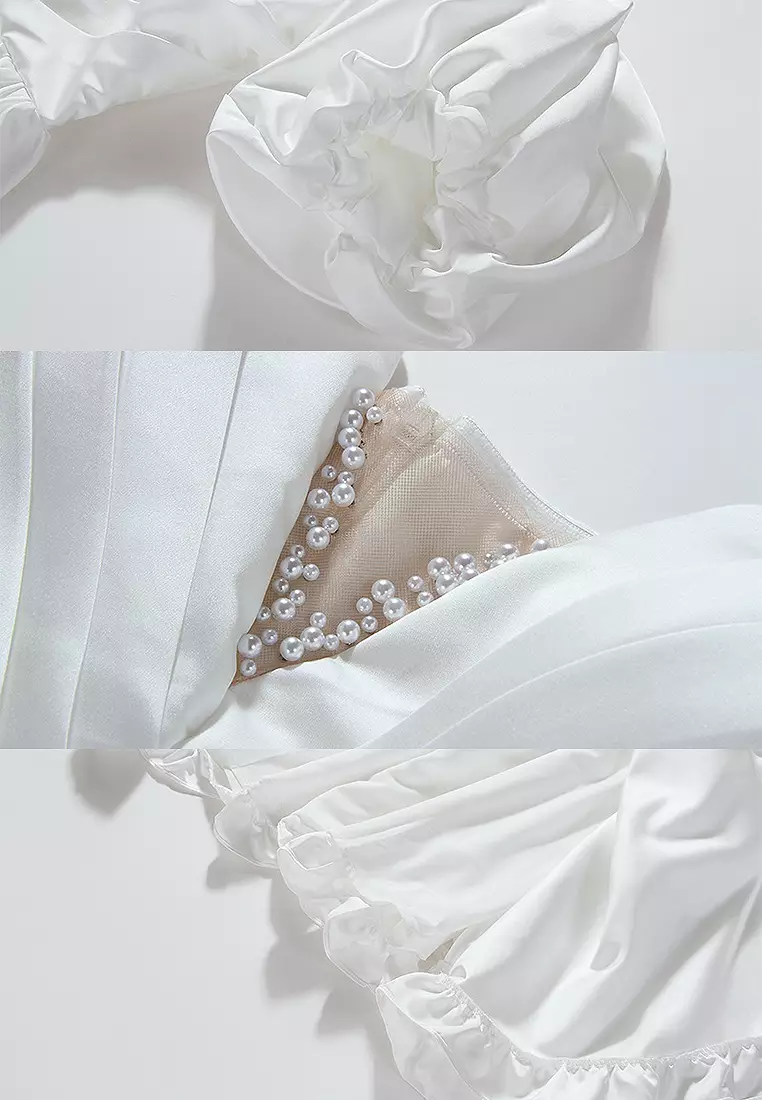 2025連衣裙性感一字領抹胸短裙露肩生日宴會禮服裙CA4021945W