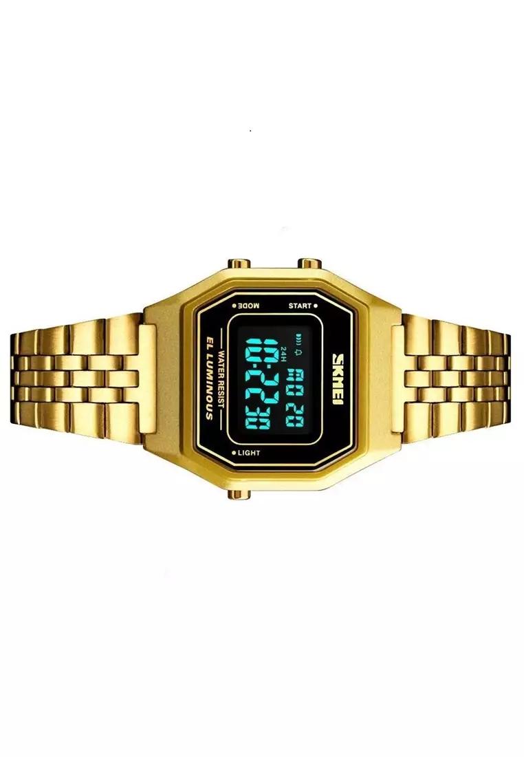 Jam Tangan Kasual Digital Pria Waterproof 30m Strap Tali Material Stainless Steel SJ79 ORIGINAL