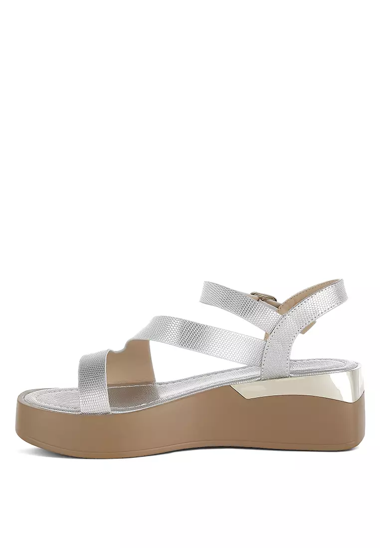 Chunky Flatform Sandals In Silver