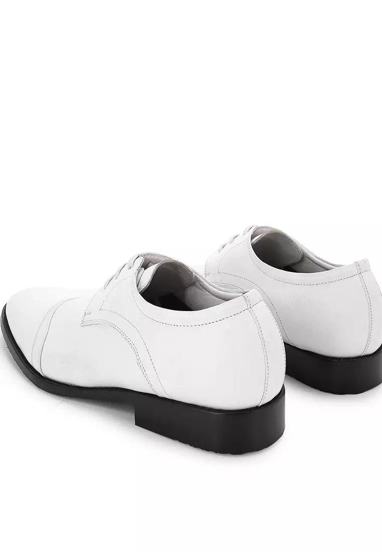 [ NEW] Osmond Sepatu Pria Pantofel Kantor Pesta Tali Kulit Asli - White