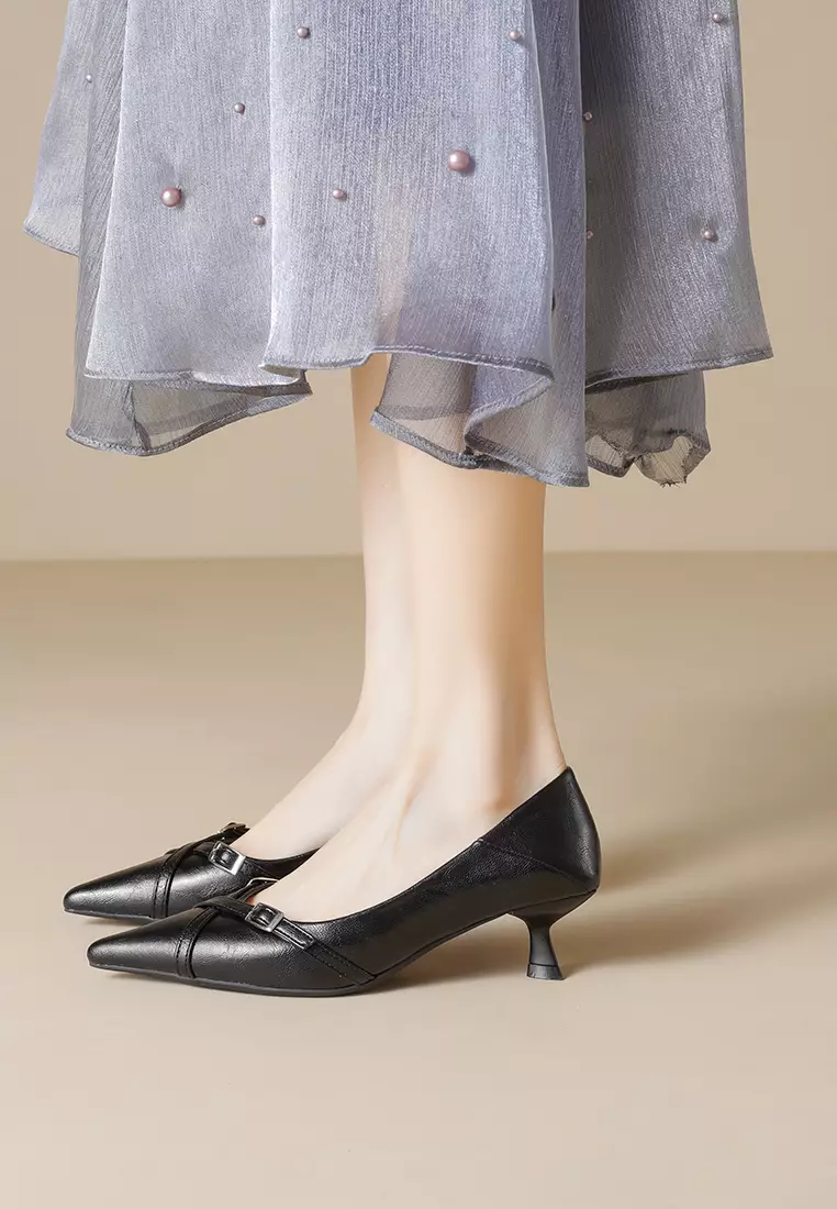 4.5CM Cross Strap Kitten Heel Pumps WW739-5