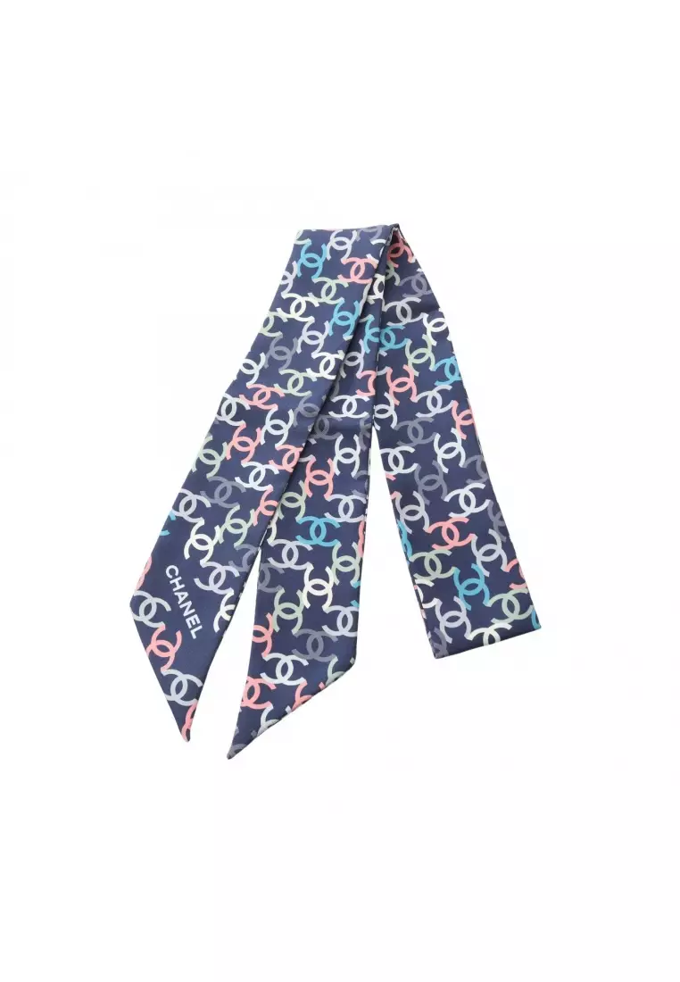 Buy Chanel Pre-Loved Chanel coco mark ribbon scarf all-over pattern ...