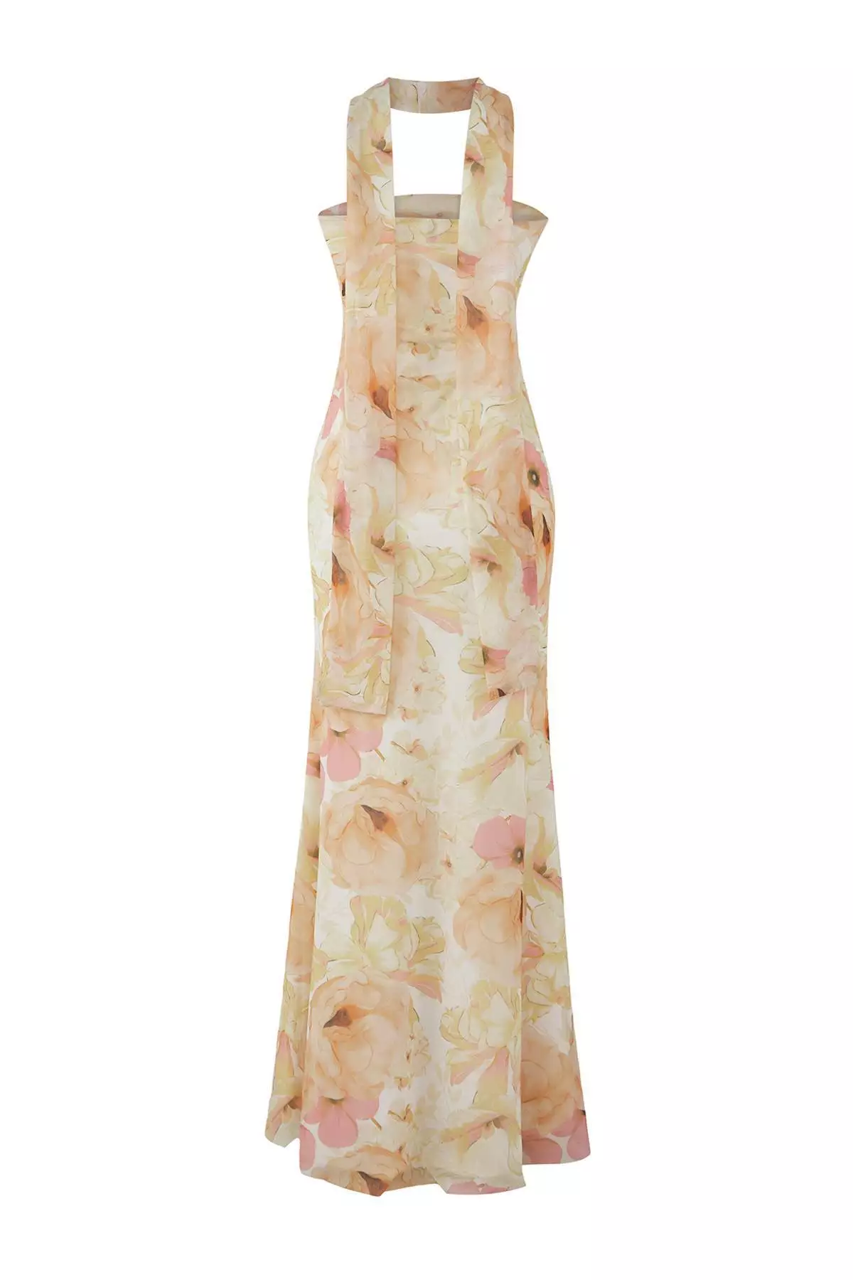 Multicolored Floral Knitted Tulle Maxi Evening Prom Dress Tprss25Ae00194