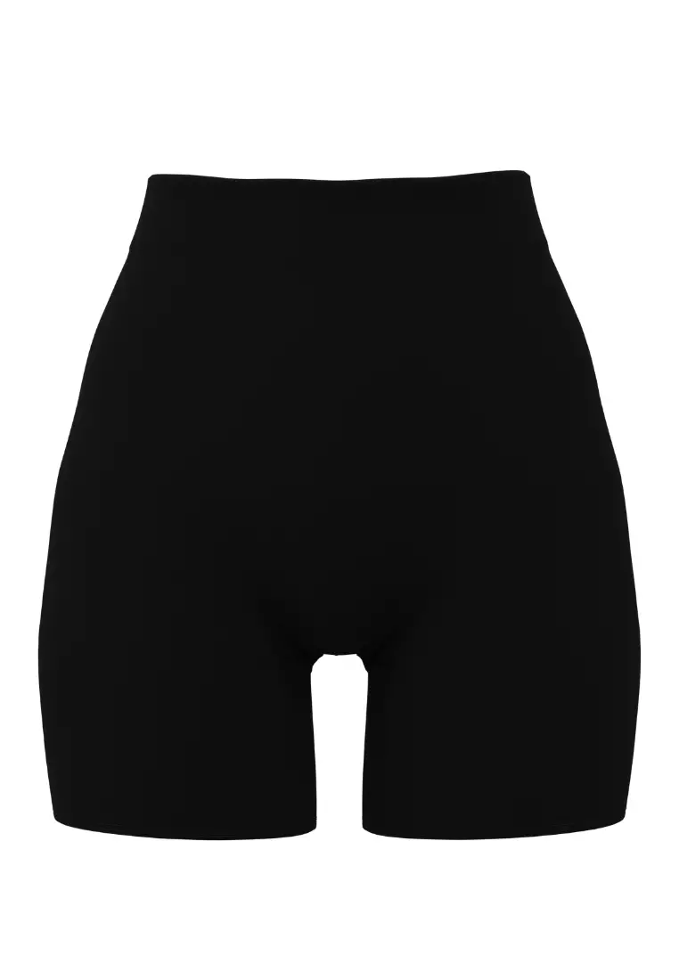 Supplementary Black Solid High Waist Bike Shorts