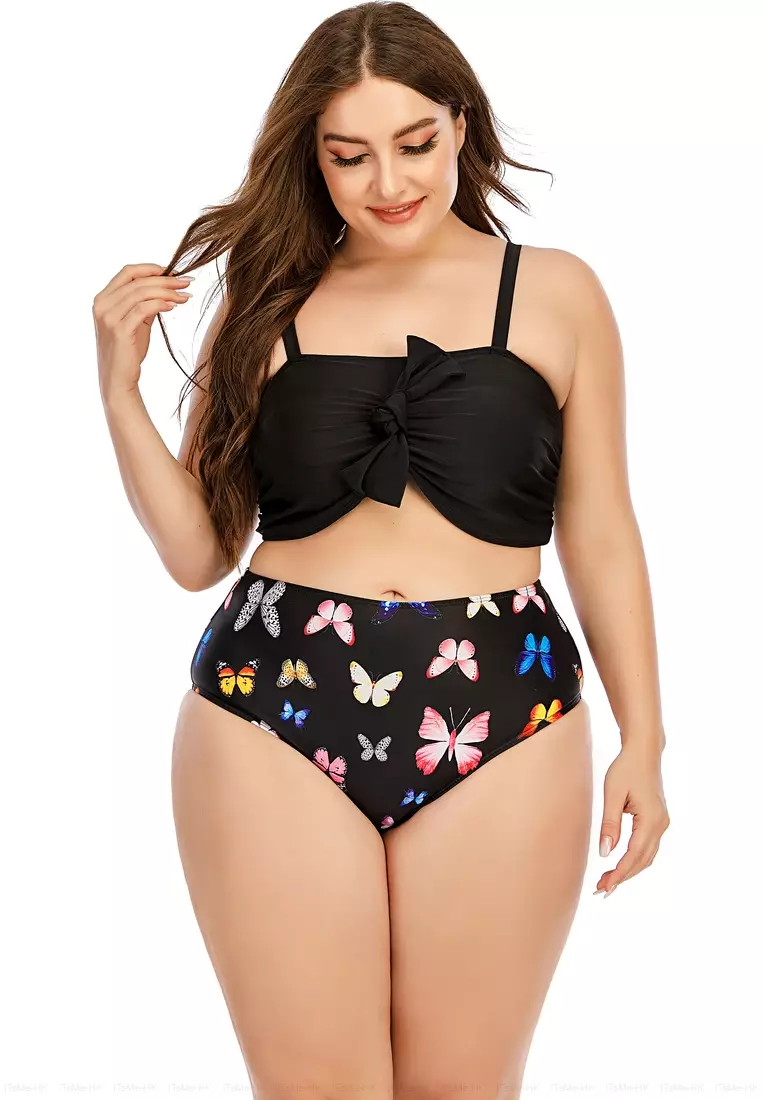 Buy SEA GROVE Plus Size (2PCS) High Waist Split Bikini Swimsuit