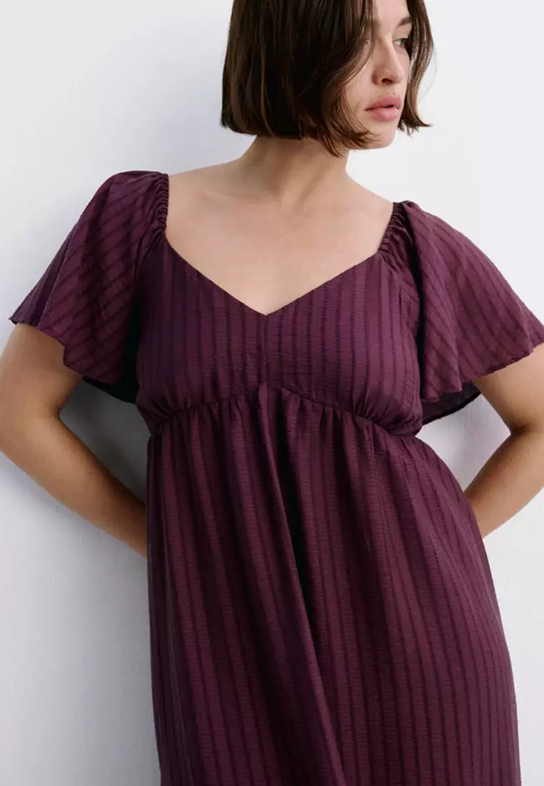 Textured Dress With Gathered Detail