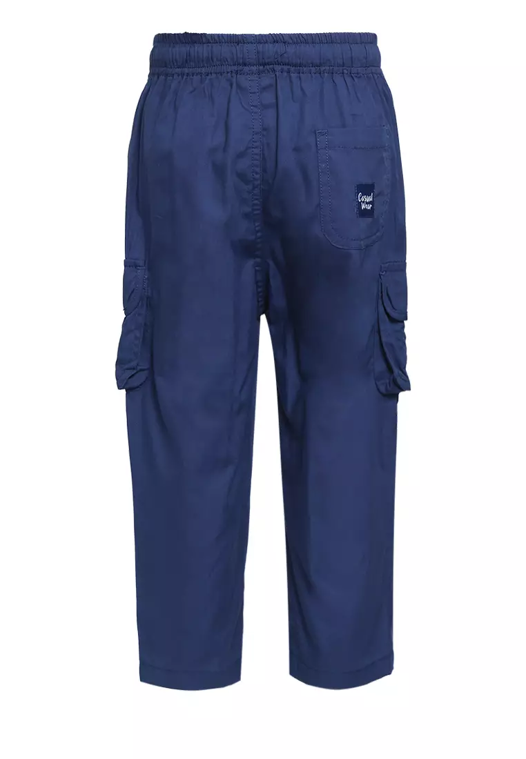 Qna Boy Fahham Celana Panjang Cargo Katun Anak Biru Tua