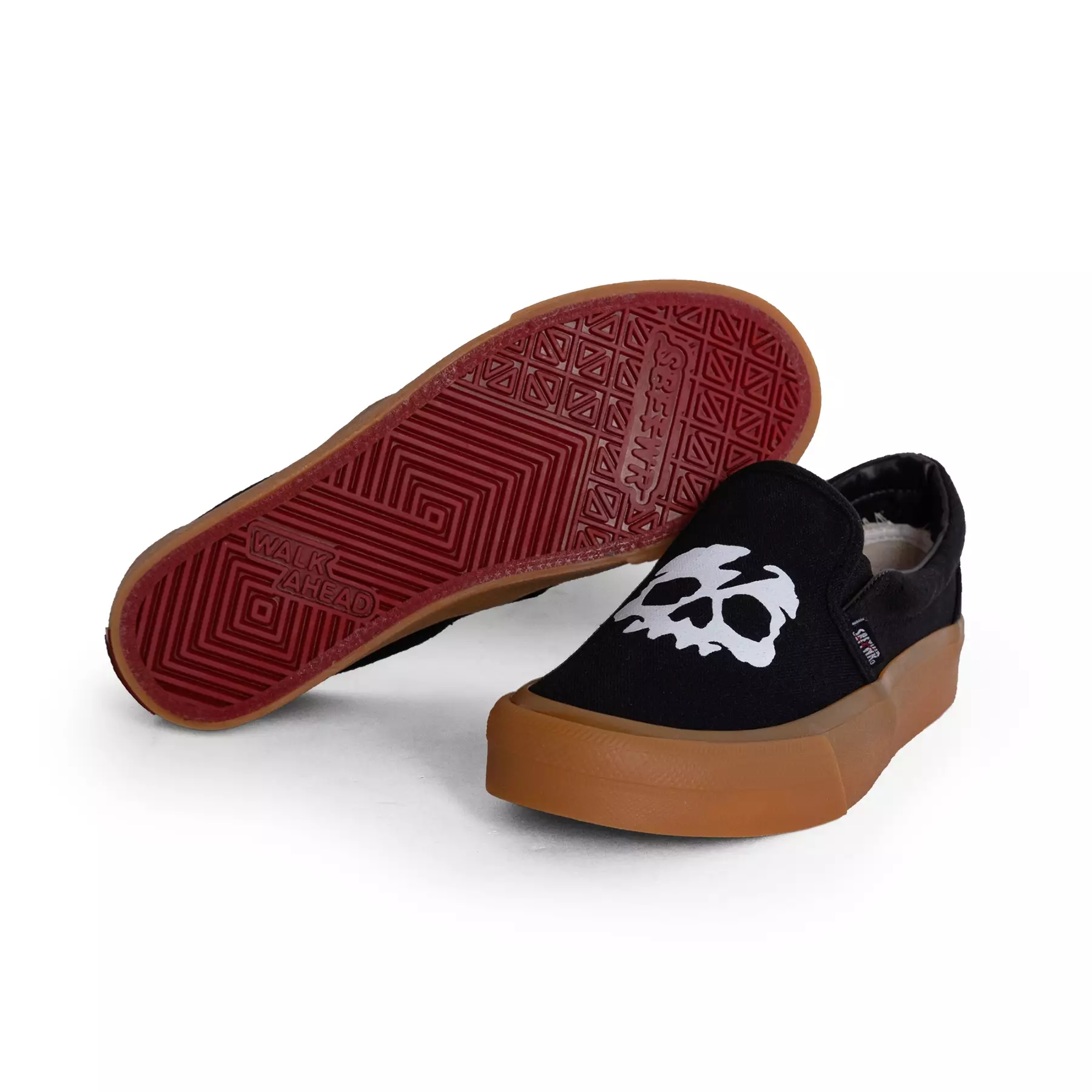 SABA Slip On Skull Black Gum - Sepatu Sneakers Casual Pria Wanita