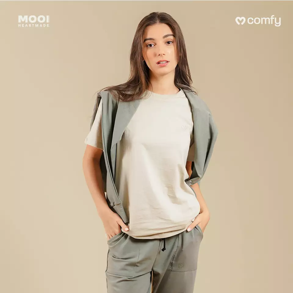 Mooi Kaos Dewasa Unisex Comfy T-Shirt Basic Adult - Light Grey