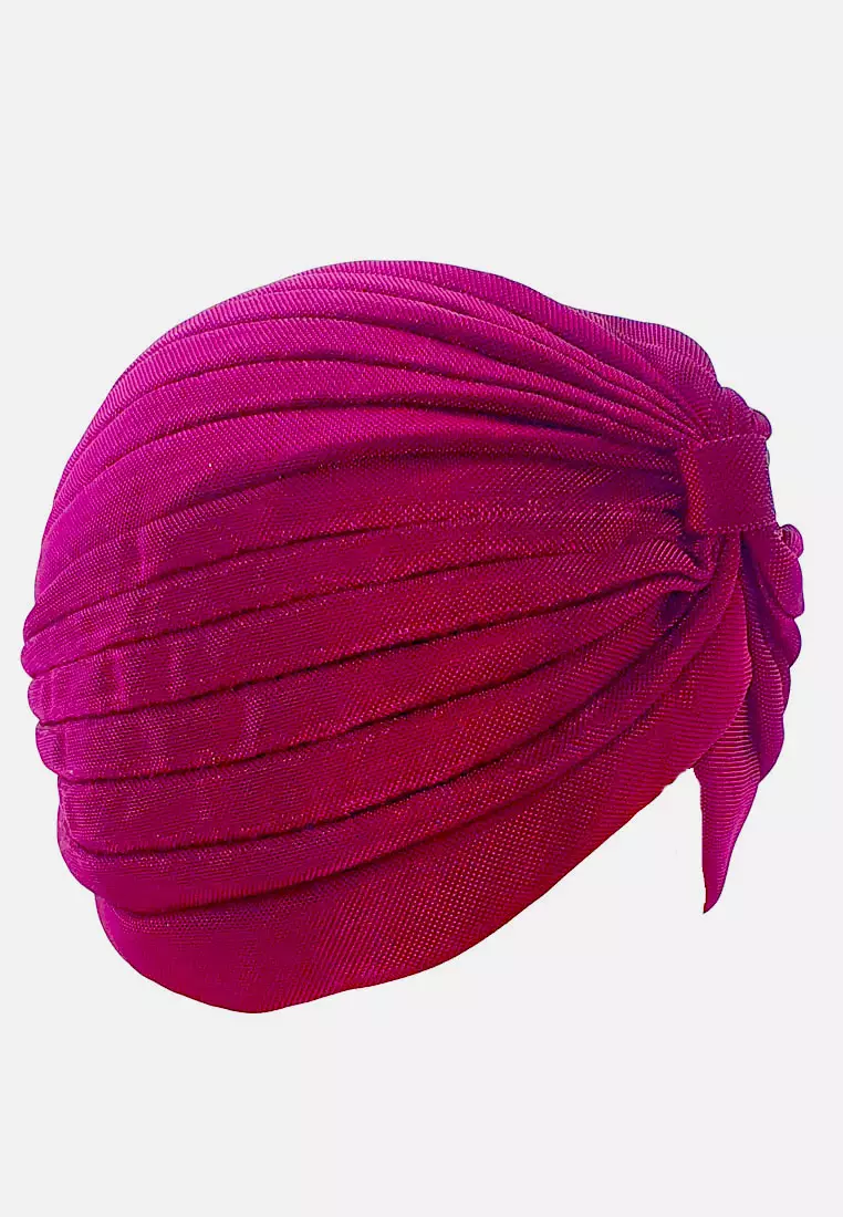 Metallic Plain Turban Magenta