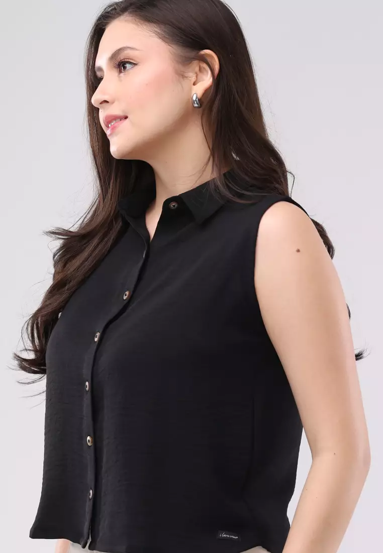 Linen Wrinkles Woven Sleeveless Blouse