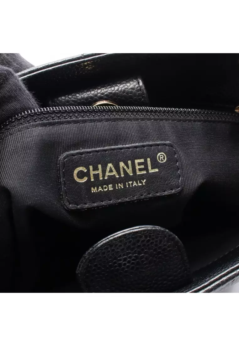 Pre-Loved Chanel matelasse PST chain shoulder bag chain tote bag Caviar skin black gold hardware