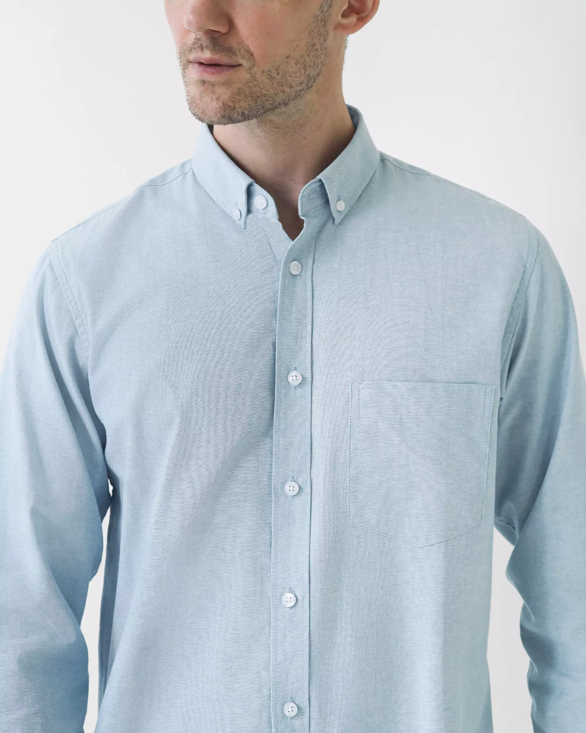 Cotton Well Marc Long Sleeve Oxford Shirt Mineral Blue | Kemeja Pria Lengan Panjang Basic Polos Biru Muda