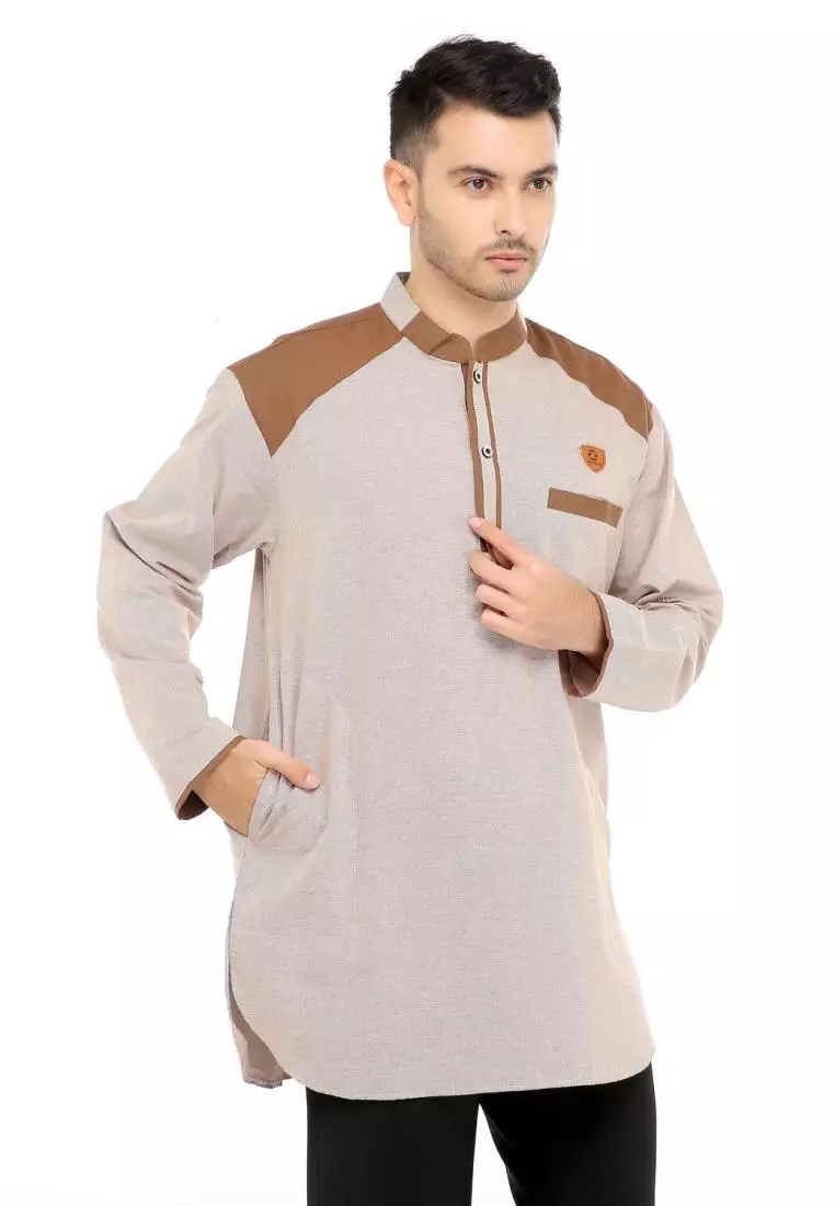 Baju Koko Gamis Muslim Pria Asraf - Cream