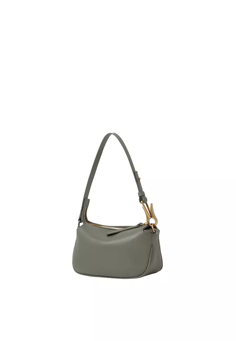 多用途扣子手拿單肩包 - 橄欖綠色