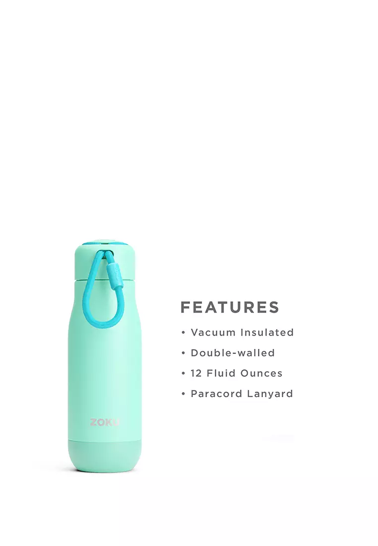 Zoku 12oz Stainless Steel Powder Coated Bottle Aqua