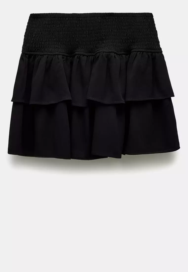 Folded Flounce Gimped Mini Skirt
