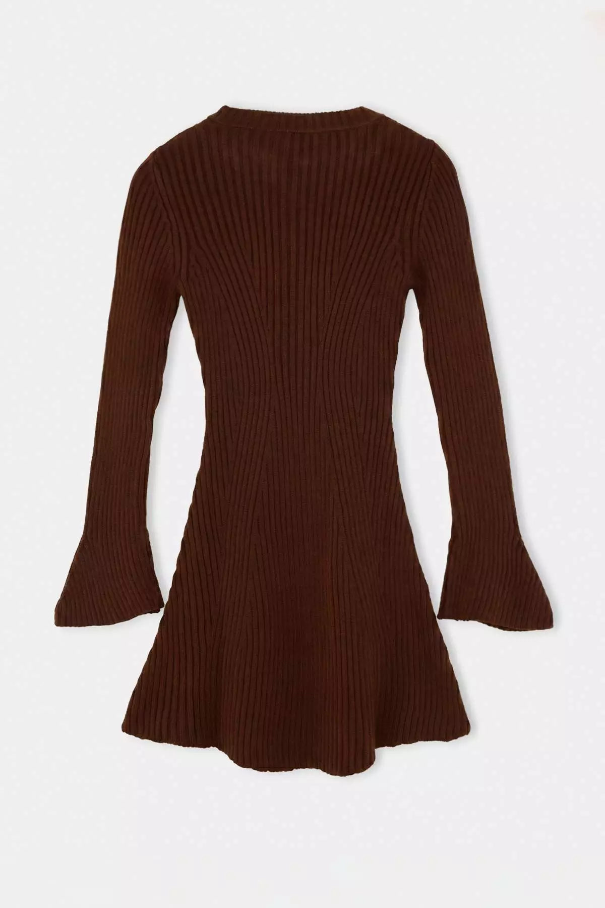 Brown Plain Extra Short / Super Mini Knitwear Dress Twoaw25El00030