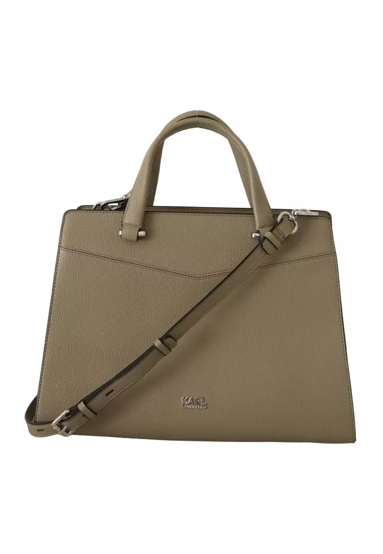 green leather tote